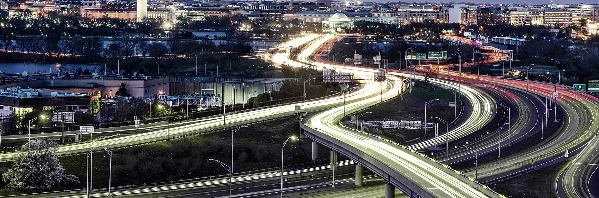 skyline with highways and buildings